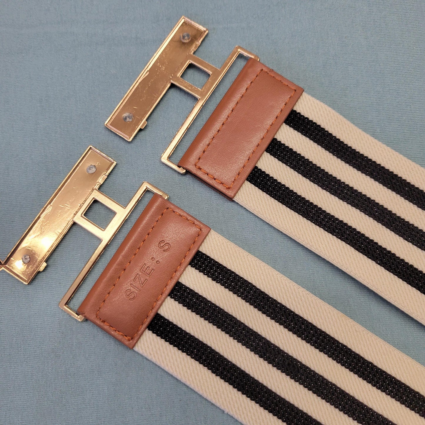 vtg 80s STRIPED BELT // vintage stretchy elastic band art deco adjustable black & white mod retro high waisted autumn fashion accessories