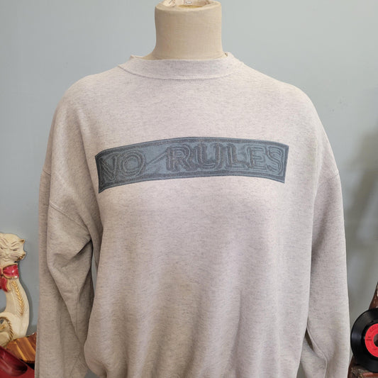 vtg 80s NO RULES SWEATSHIRT // vintage shopping addict crewneck garment graphics large womens funny saying shirt fall casual wife humor cute