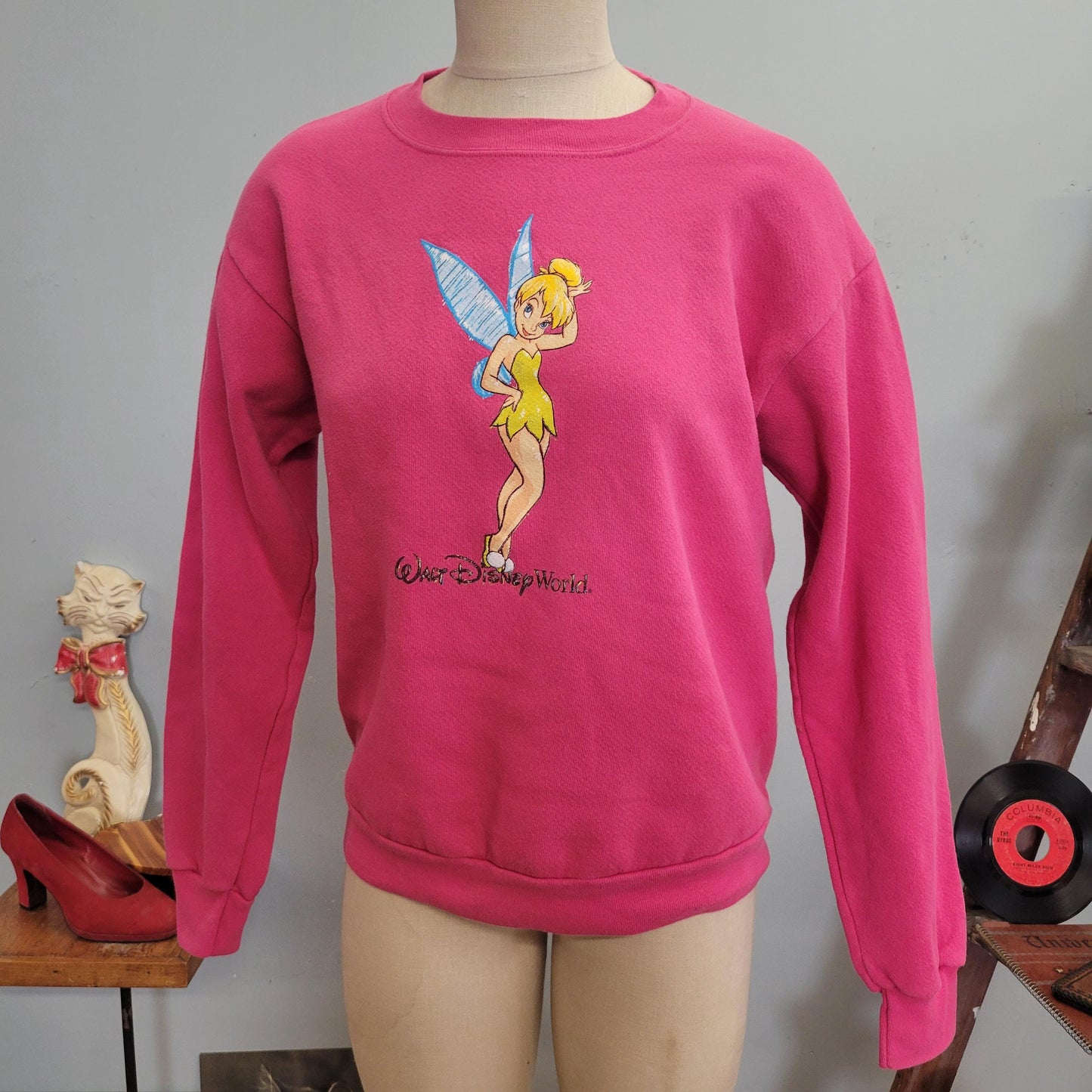 vtg 90s TINKER BELL DISNEY world sweatshirt // vintage cute crewneck peter pan small womens fairy style casual autumn wear Y2K cute retro