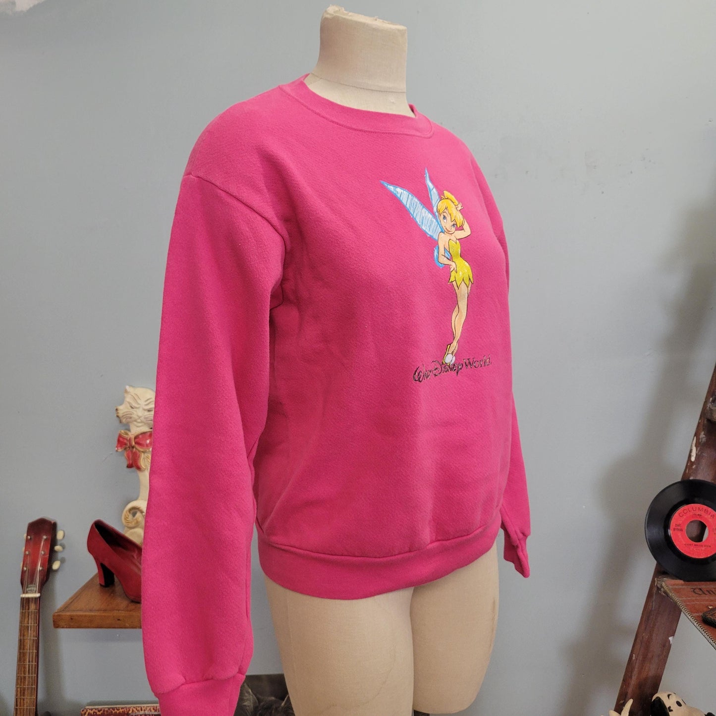 vtg 90s TINKER BELL DISNEY world sweatshirt // vintage cute crewneck peter pan small womens fairy style casual autumn wear Y2K cute retro