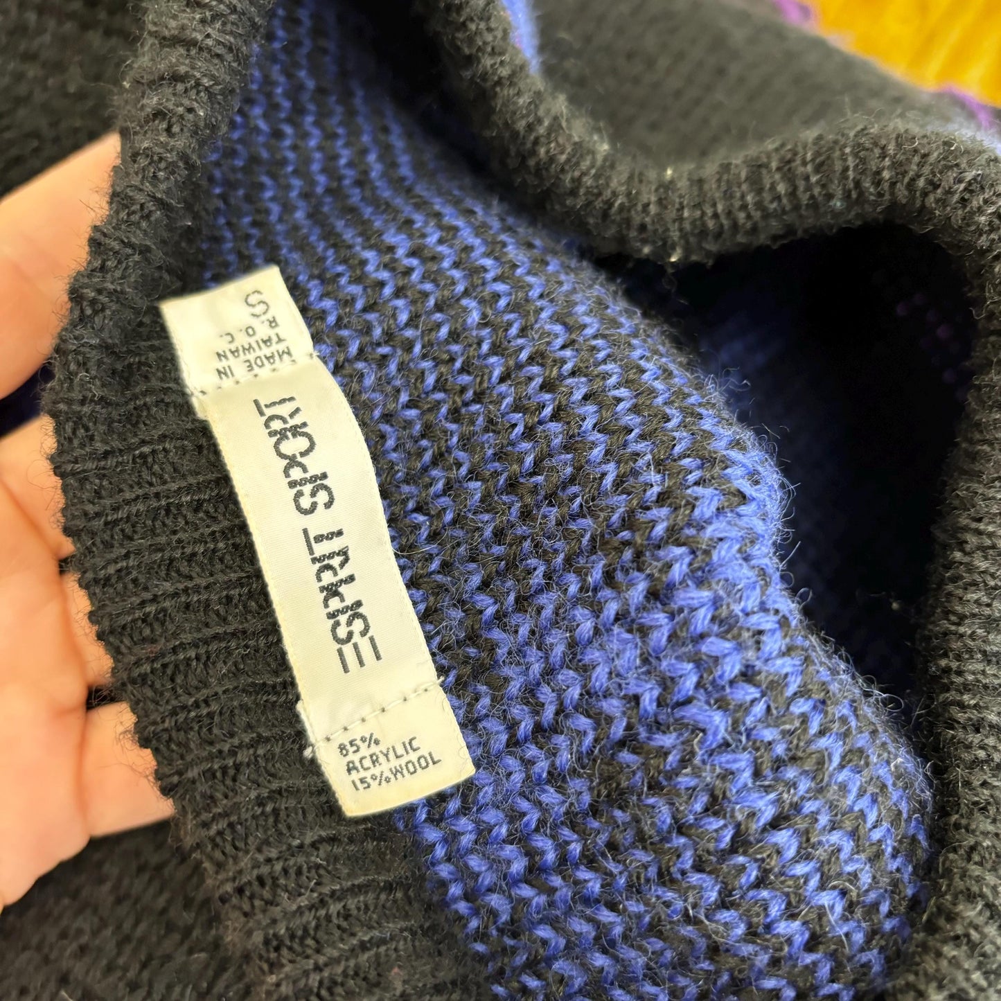 vtg 80s ESPRIT ABSTRACT SWEATER // vintage small oversized womens  jaguar animal print abstract long slouchy purple black wool acrylic fall