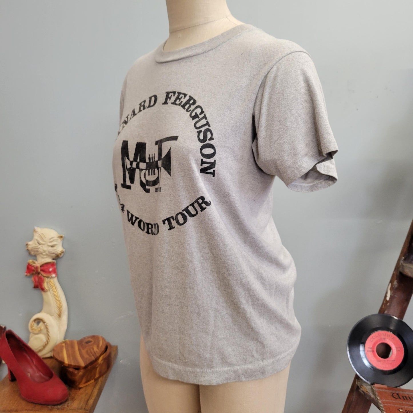 vtg 80s MAYNARD FERGUSON TSHIRT // vintage tour shirt screen stars large 1984 worls tour circle text jazz trumpeter music band graphic tee