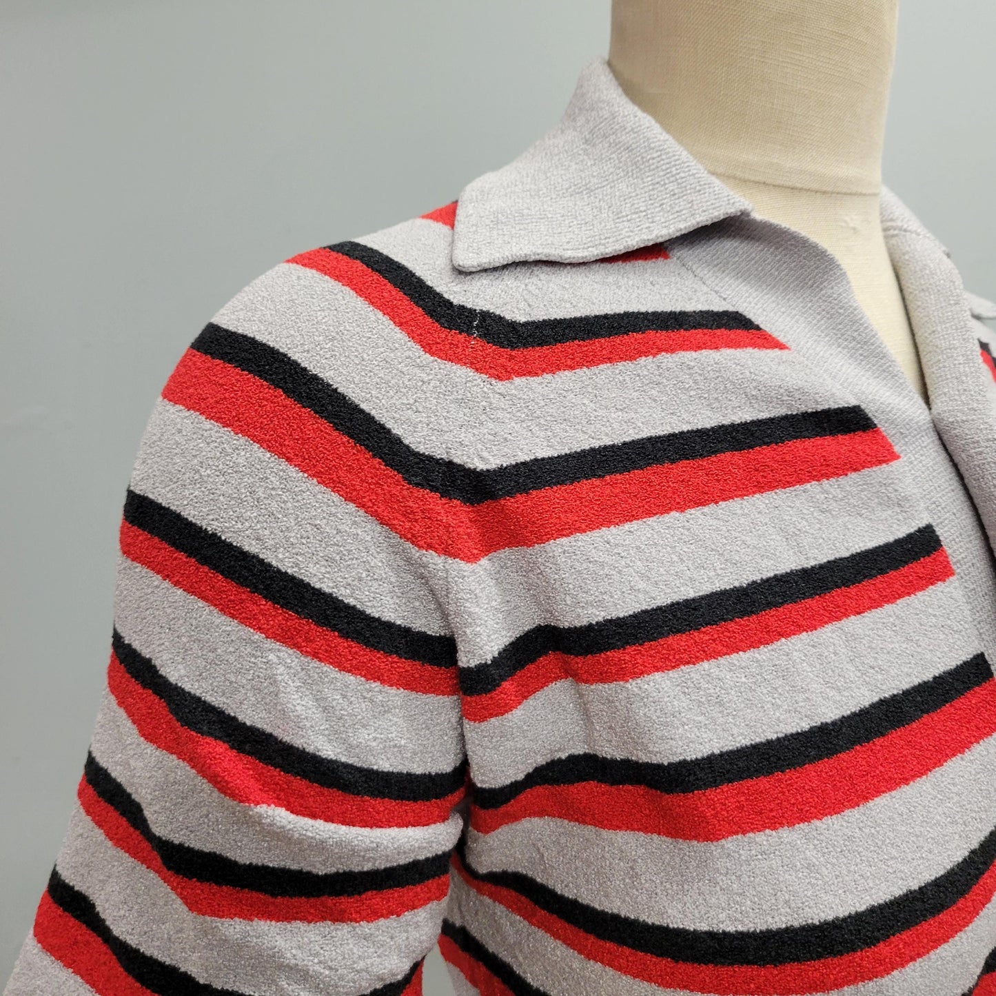 vtg 60s STRIPED COLLARED SHIRT / vintage jc penney towncraft medium retro striped pointy collar tri toned rockabilly bowling style mod funky