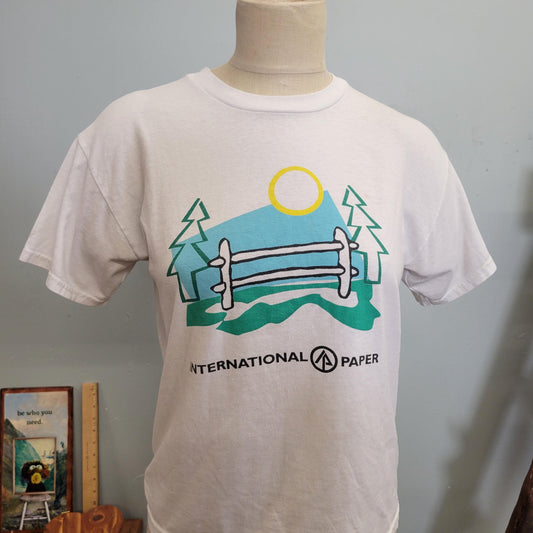 vtg 90s INTERNATIONAL PAPER TSHIRT // vintage hanes heavyweight youth large 14-16 soft thin parks and rec the office dunder mifflin cute