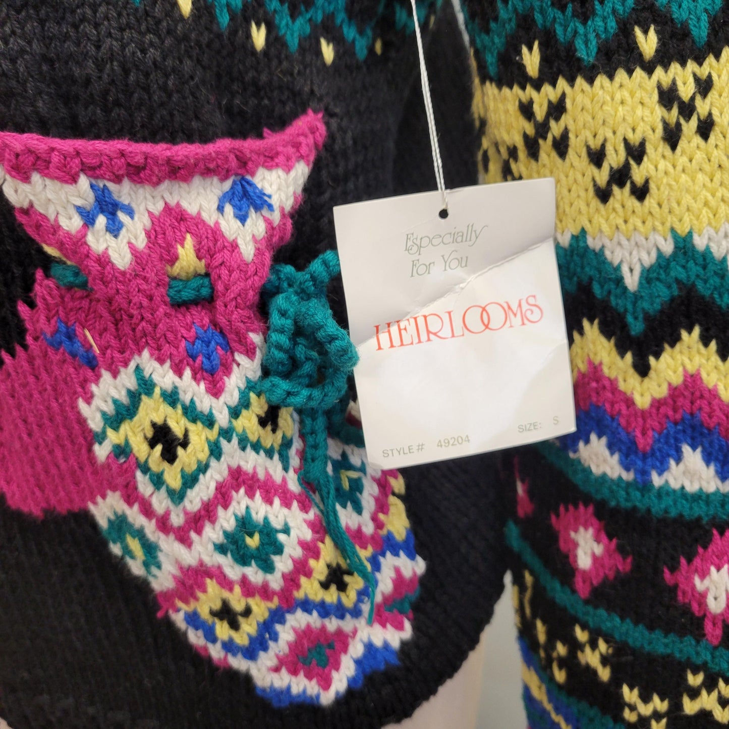 vtg 80s HEART MITTEN POCKETS Sweater // vintage small womens deadstock chunky xmas heirlooms festive winter abstract pattern hearts knit top