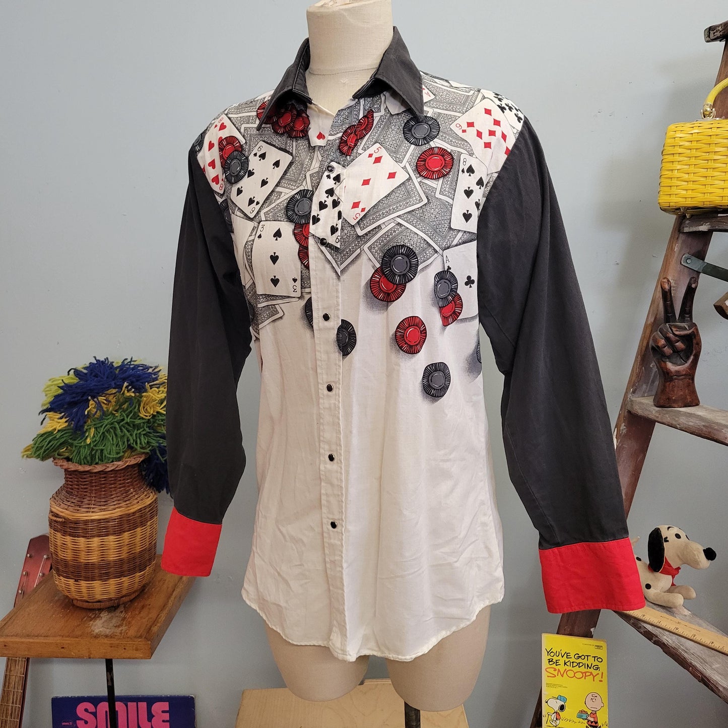 vtg 80s BROOKS & DUNN SHIRT // vintage panhandle slim poker casino pattern western button up long sleeve mens large country music collab