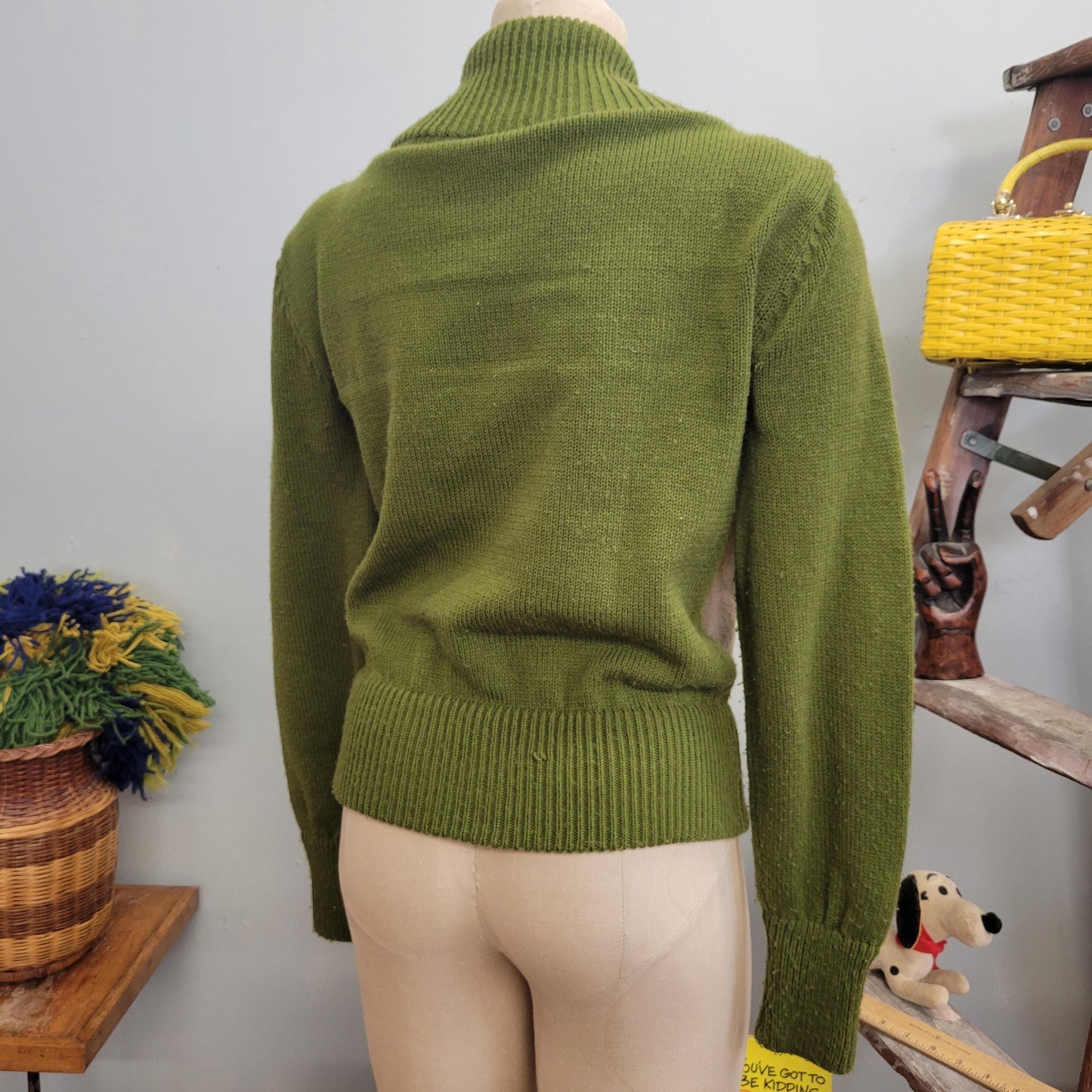 vtg 70s SUEDE KNIT JACKET // vintage medium womens sage green retro hippie boho zip up patchwork stitch cropped leather autumn vibes sweater