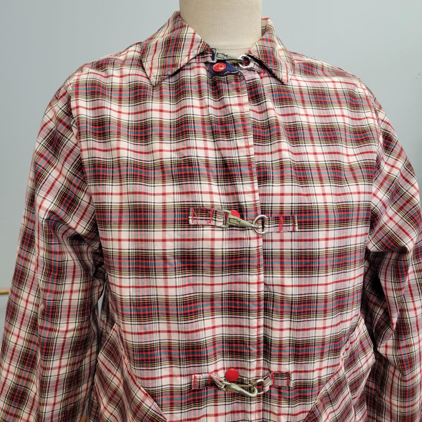 vtg 70s PLAID JACKET PARKA // vintage thermo jacs sideliner by grove womens large stadium coat autumn fashion style rockabilly fall jacket