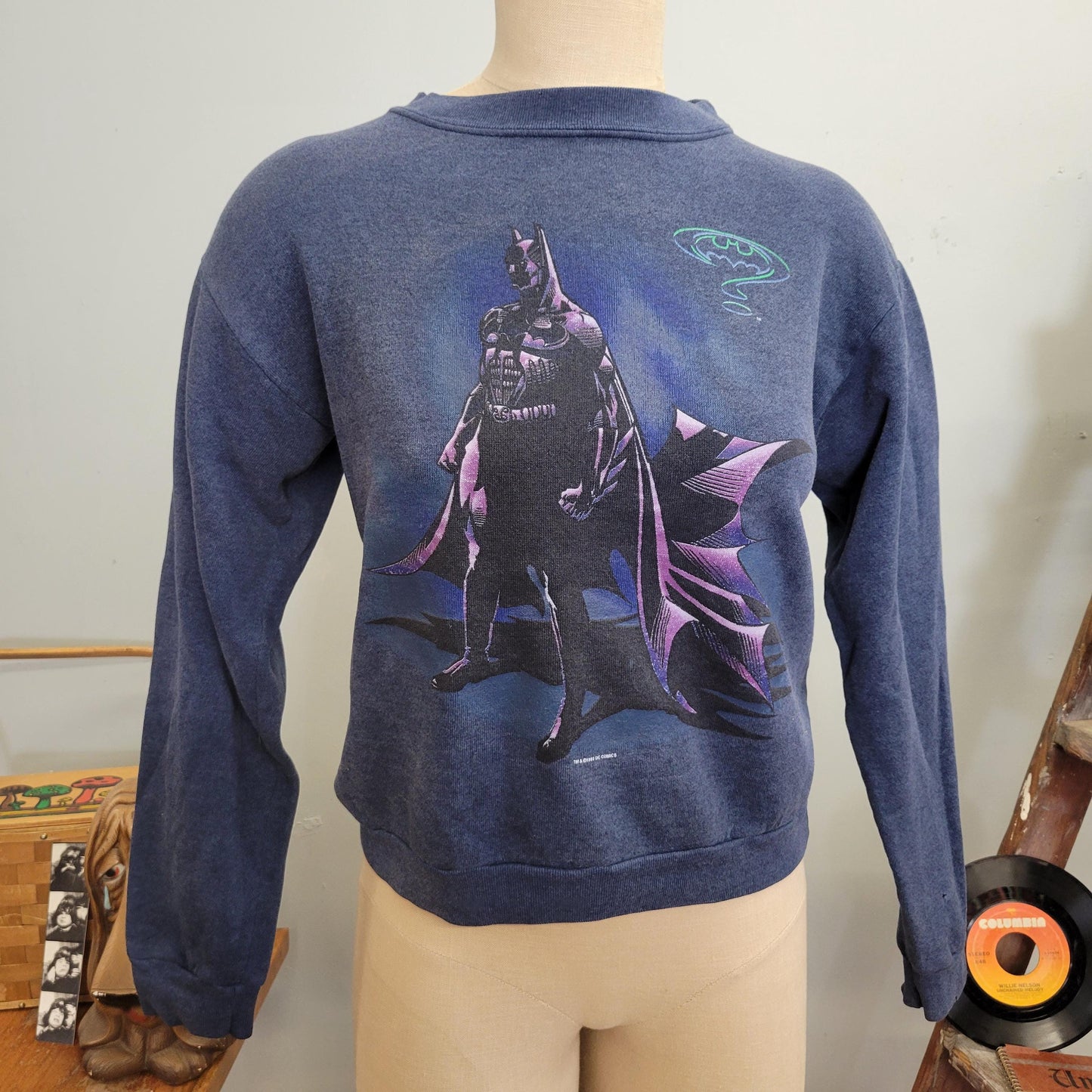 vtg 90s BATMAN FOREVER CREWNECK / vintage sweatshirt dc comics mascot sportswear youth large the riddler val kilmer nicole kidman movie top