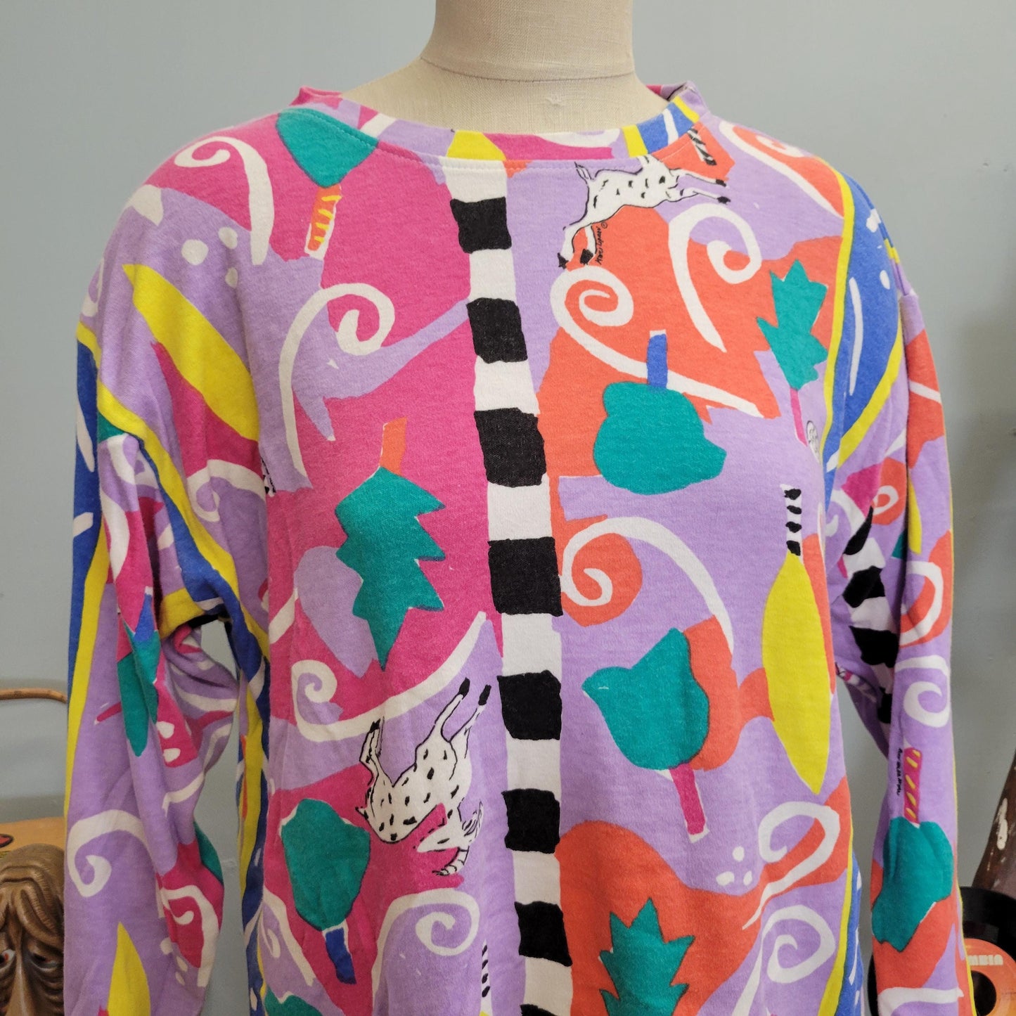 vtg 80s RUTH ADLER DYAN crewneck // vintage marci lipman one size wearable art abstract funky op art oversized womens sweatshirt xl pastel