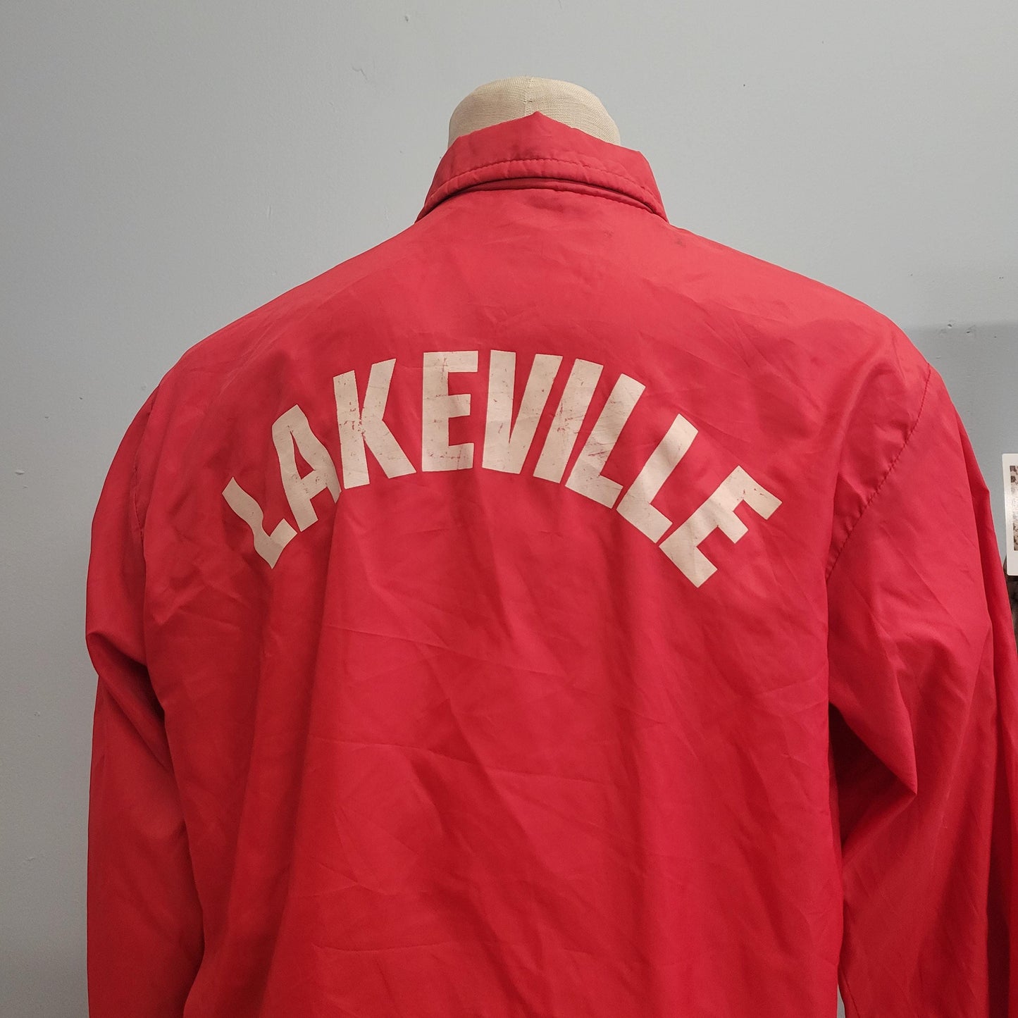 vtg 70s LAKEVILLE PANTHERS JACKET // vintage becky sports jacket birdie large varsity sporty autumn fashion lightweight red windbreaker