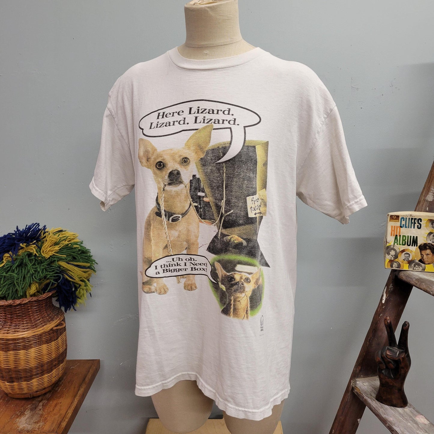 vtg 90s TACO BELL DOG tshirt // vintage funny oneita power-t large mens unisex funny chihuahua lizard 1998 retro grunge distressed hipster