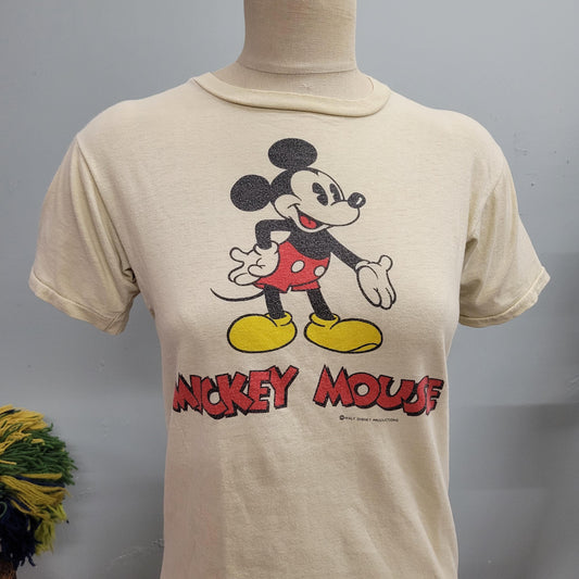 vtg 70s MICKEY MOUSE TSHIRT // vintage walt disney productions medium single stitch double sided retro distressed paper thin souvenir tee