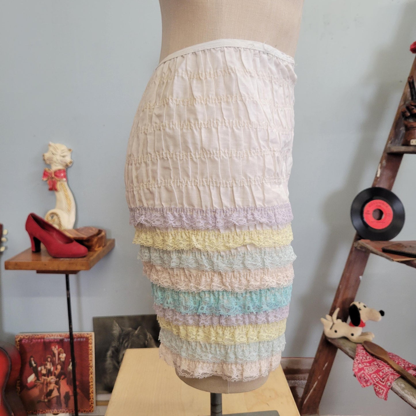vtg 70s PASTEL RUFFLE BLOOMERS // vintage lingerie shorts partners please medium womens square dancing shorts retro long leg rainbow fairy