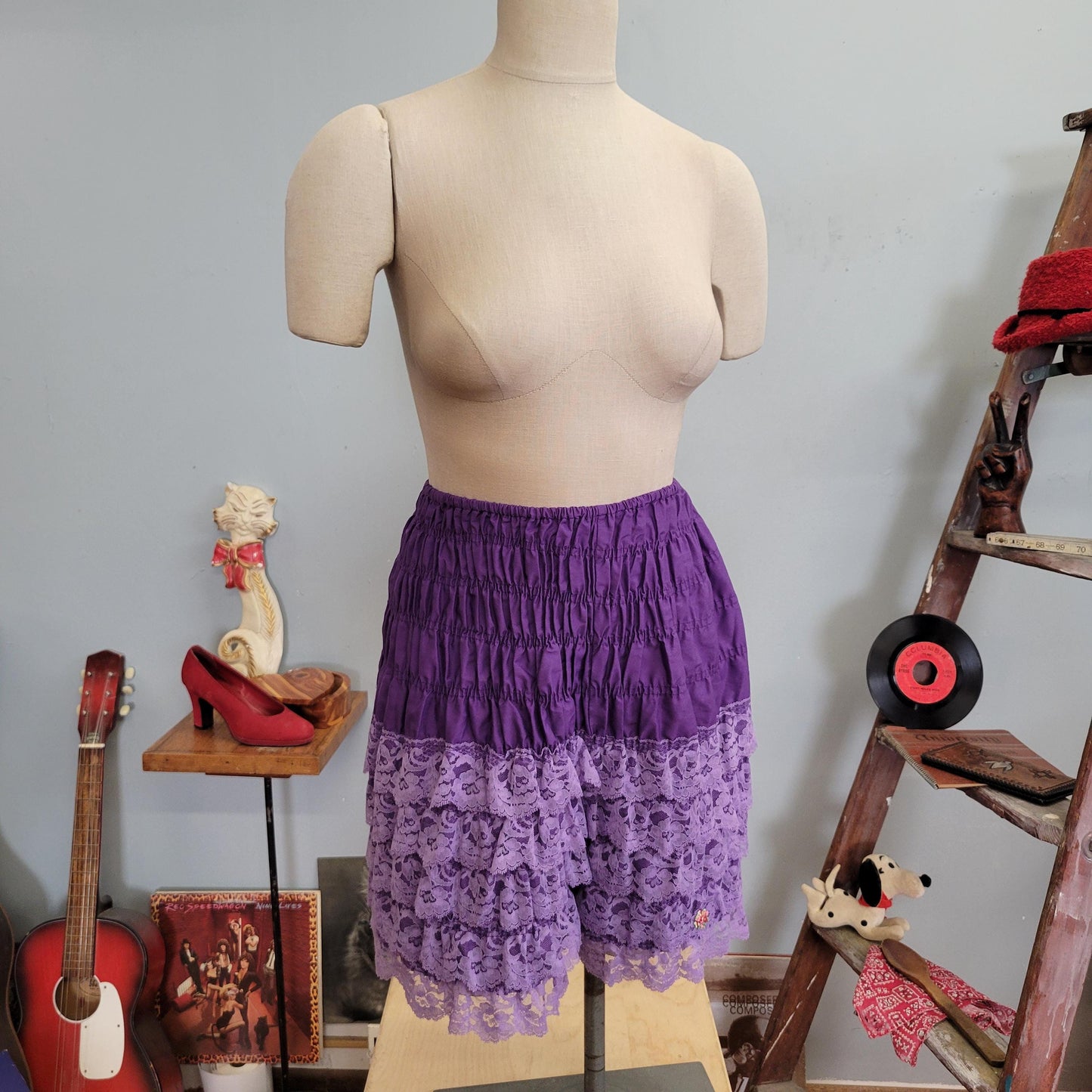 vtg 60s LACE PURPLE BLOOMERS // vintage lingerie shorts skirt ruthad