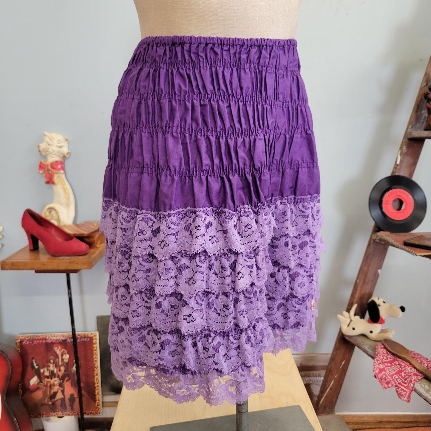 vtg 60s LACE PURPLE BLOOMERS // vintage lingerie shorts skirt ruthad