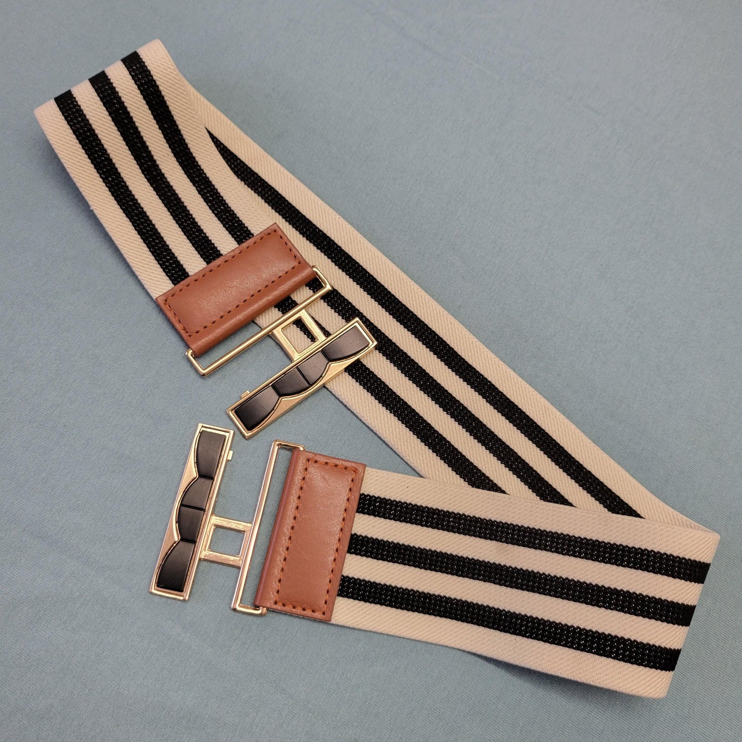 vtg 80s STRIPED BELT // vintage stretchy elastic band art deco adjustable black & white mod retro high waisted autumn fashion accessories