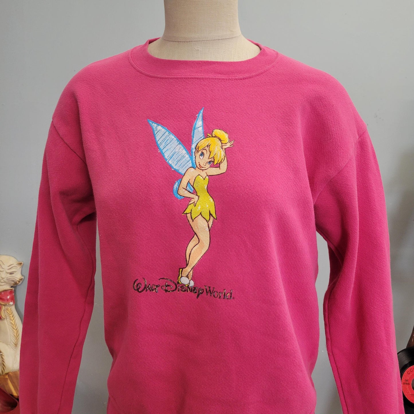 vtg 90s TINKER BELL DISNEY world sweatshirt // vintage cute crewneck peter pan small womens fairy style casual autumn wear Y2K cute retro