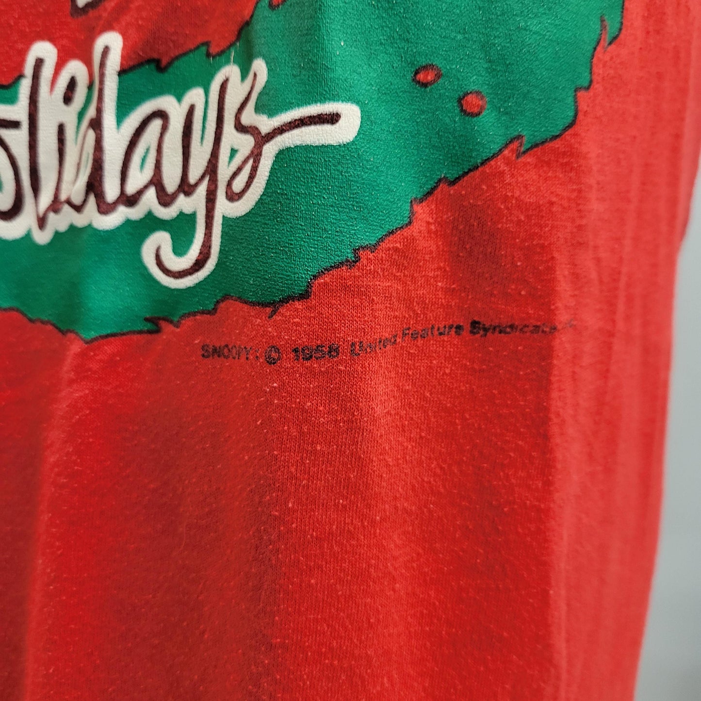 vtg 80s SNOOPY SLEEPER SHIRT // vintage all american medium unisex oversized tshirt dress holidays christmas eve pajamas festive sweatshirt