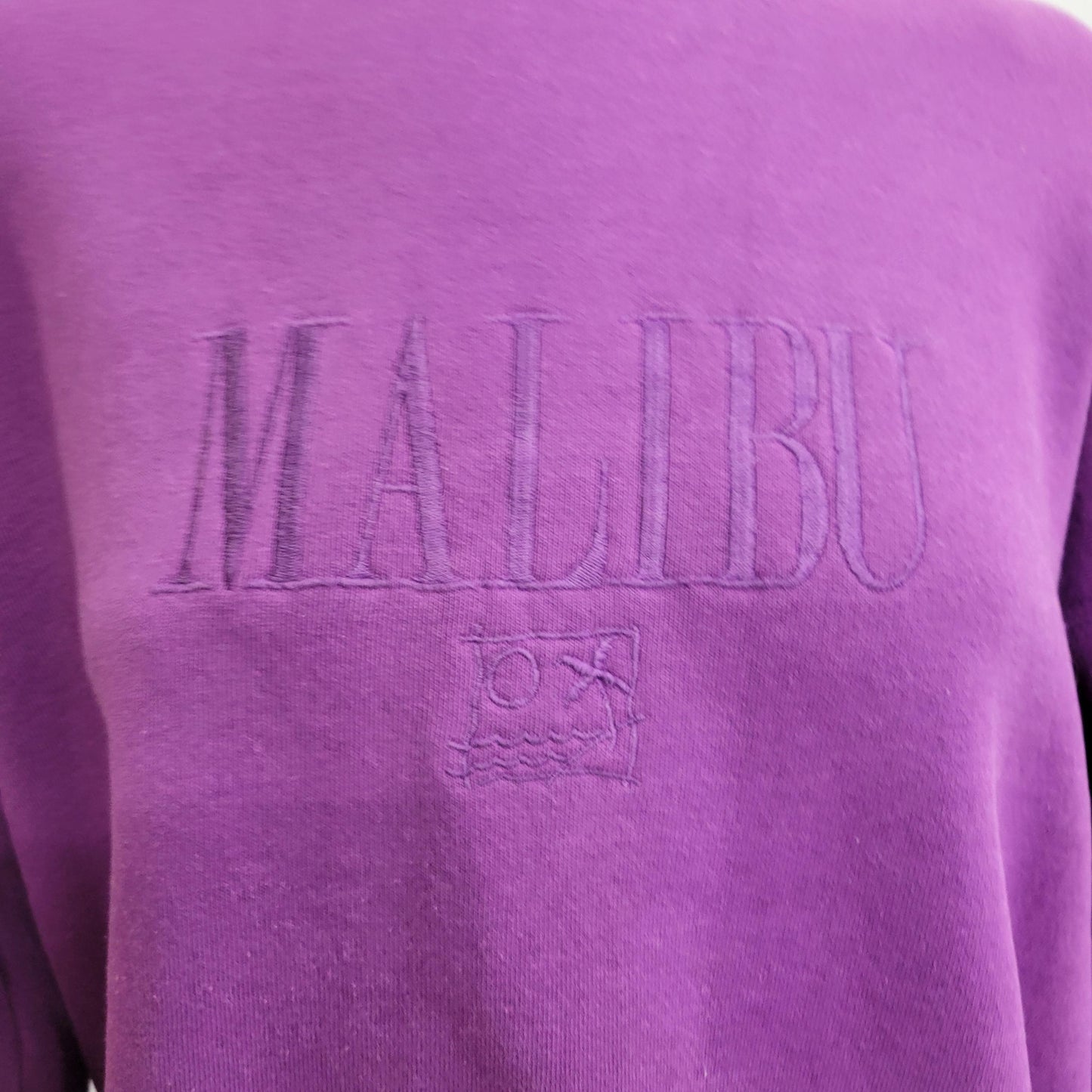 vtg 80s MALIBU CREWNECK SWEATSHIRT // vintage lee heavyweight ladies xl bright purple autumn vibes embroidered california girl 90210 l.a.