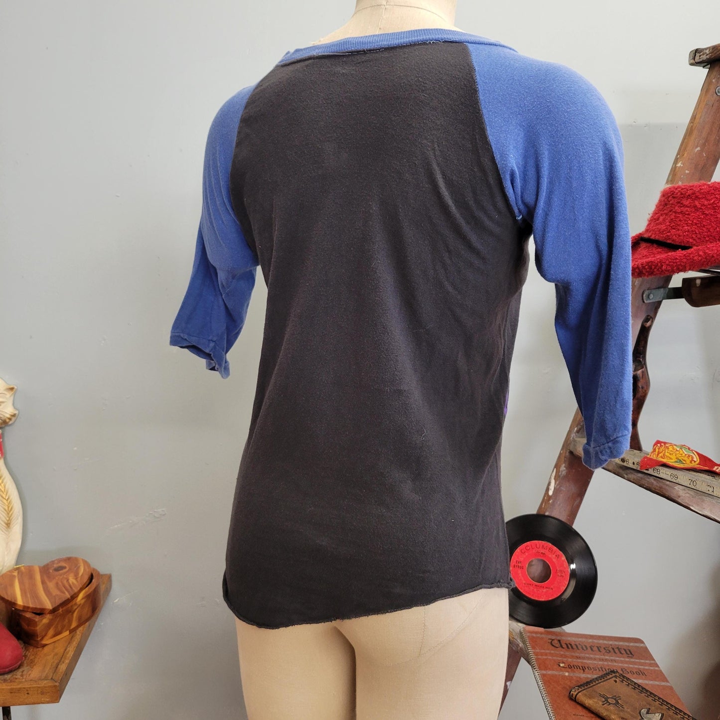 vtg 80s KENNY ROGERS RAGLAN / vintage two tone band tee country western singer purple indigo blue sleeves medium retro rock n roll big print