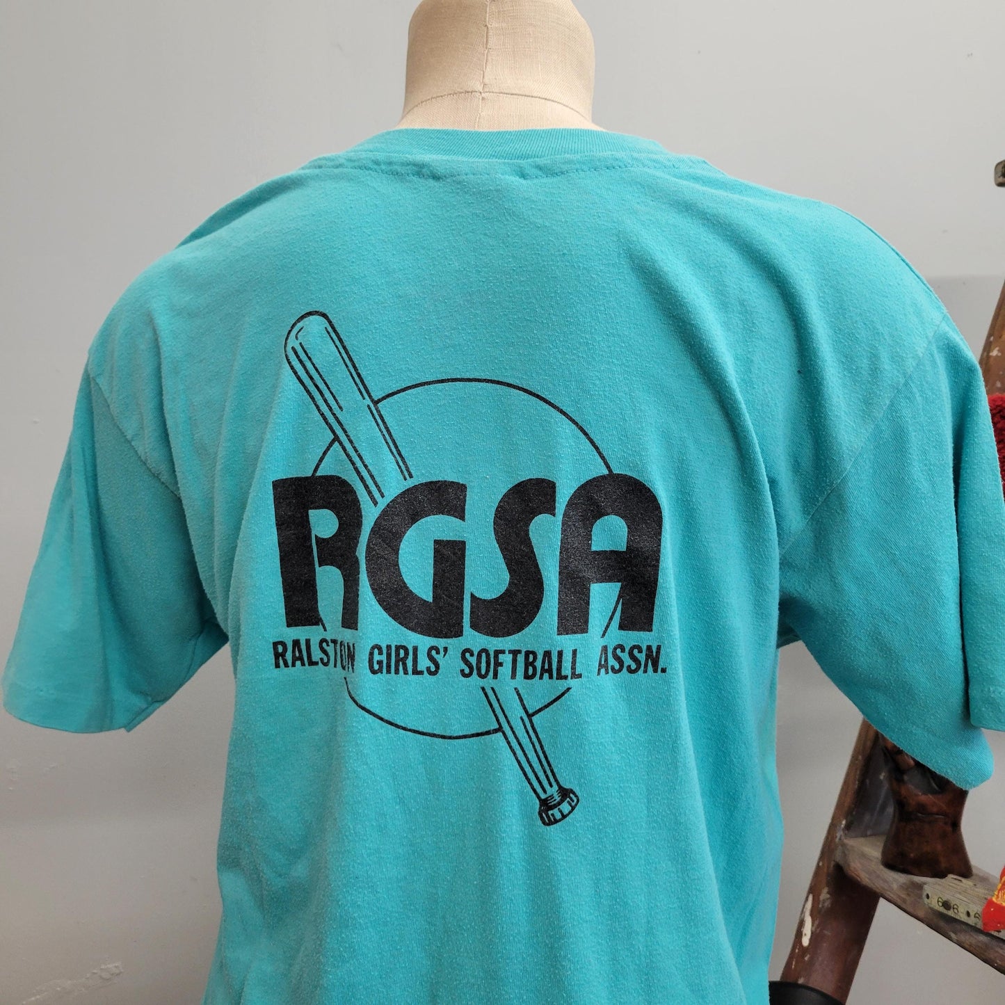 vtg 80s ROMEOS SOFTBALL TSHIRT // vintage hanes large teal girls softball association cute casual retro womens sports club cute funny style