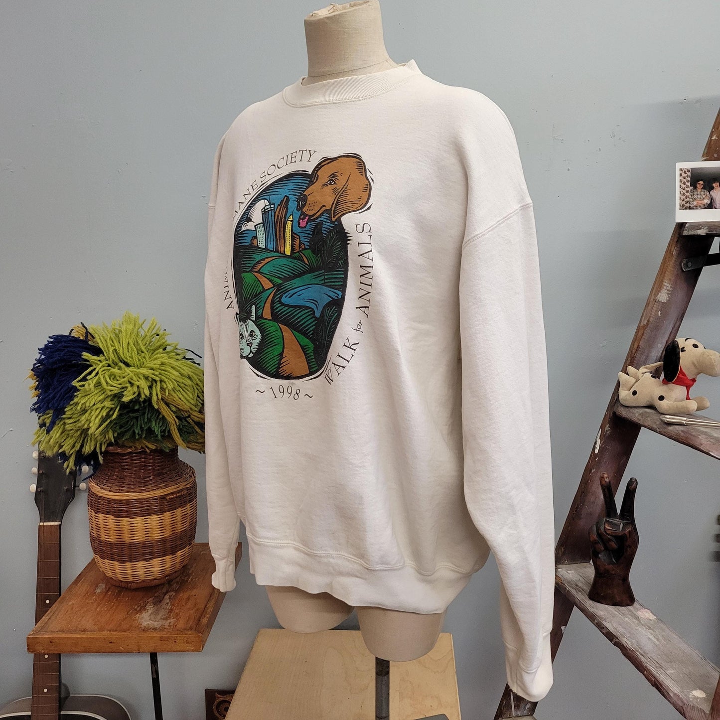 vtg 90s HUMANE SOCIETY SWEATERSHIRT // vintage 1998 animal lover crewneck fruit of the loom xl thick warm oversized graphic tee big print