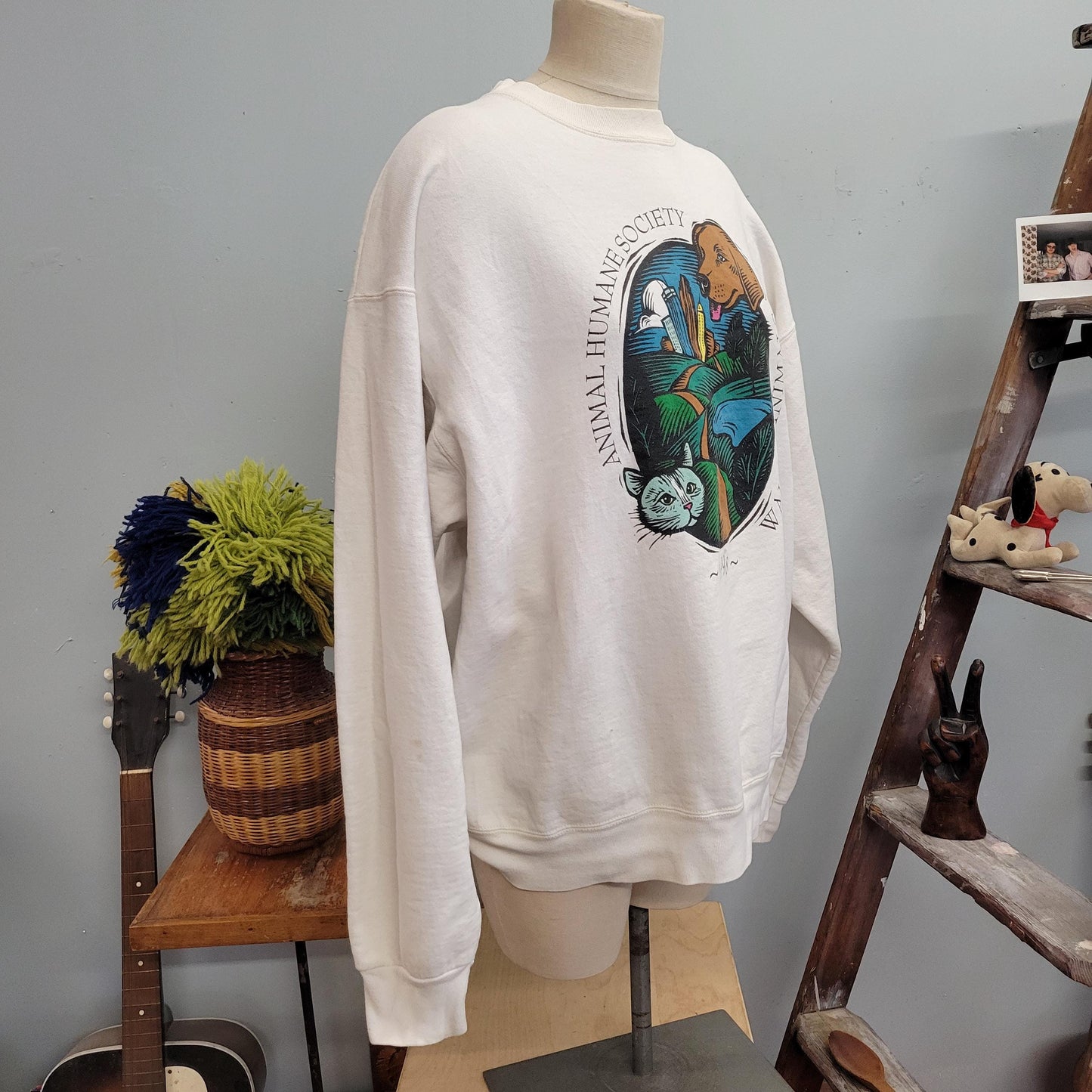 vtg 90s HUMANE SOCIETY SWEATERSHIRT // vintage 1998 animal lover crewneck fruit of the loom xl thick warm oversized graphic tee big print