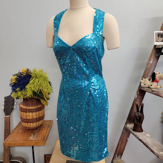 vtg 80s SEQUIN MINI DRESS // vintage night line size 10 womens small new years clubbing holiday sparkly dress sweetheart sexy cut out dress