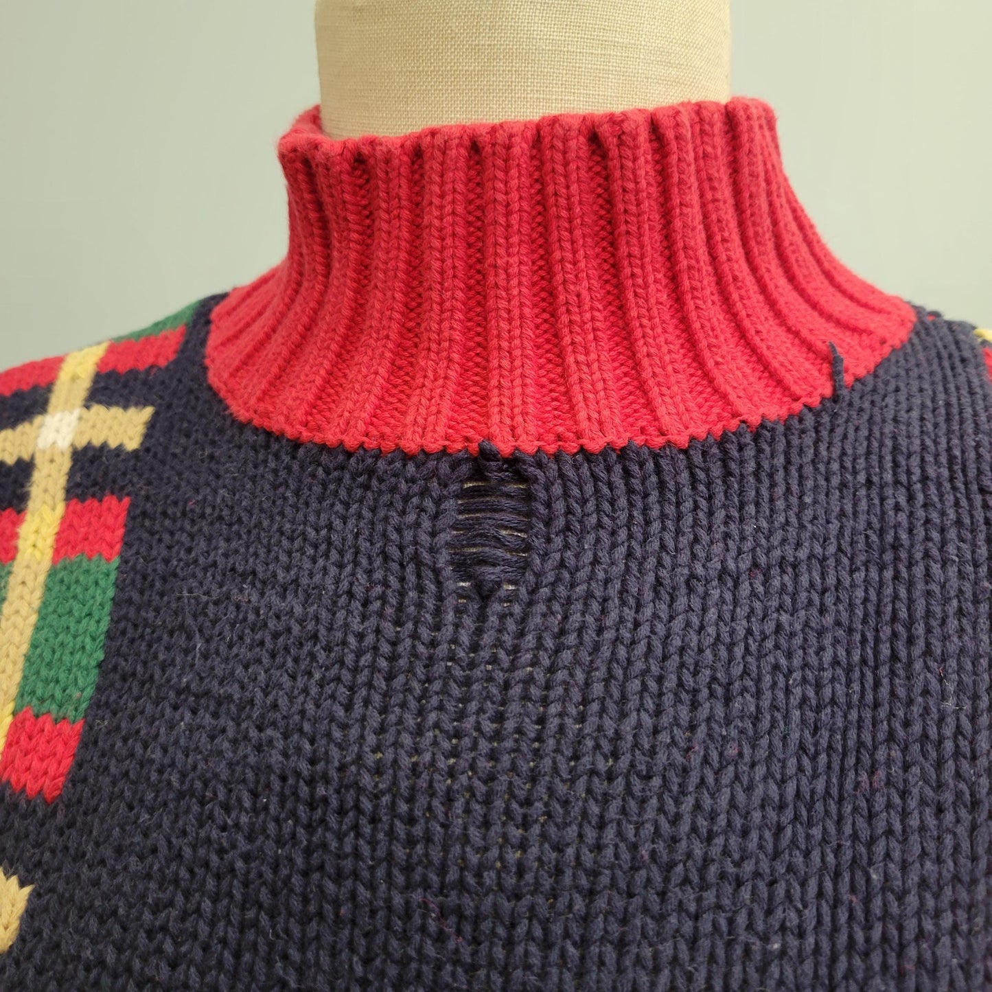 vtg 80s CHRISTMAS TURTLENECK SWEATER // vintage knit charter club medium womens  ribbed holiday wreath ornaments mistletoe holly gift box