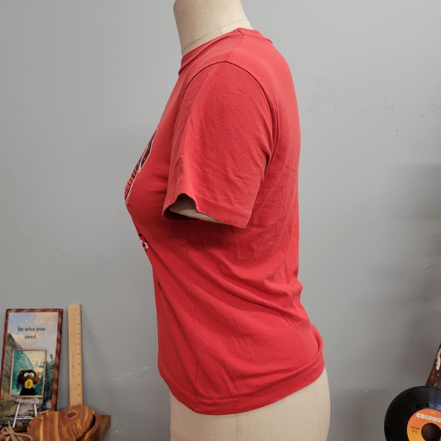 vtg 90s BULLS BASKETBALL TSHIRT/ vintage chicago bulls usa lineup youth large Michael Jordan sports paper thin baby tee crop top fitted top