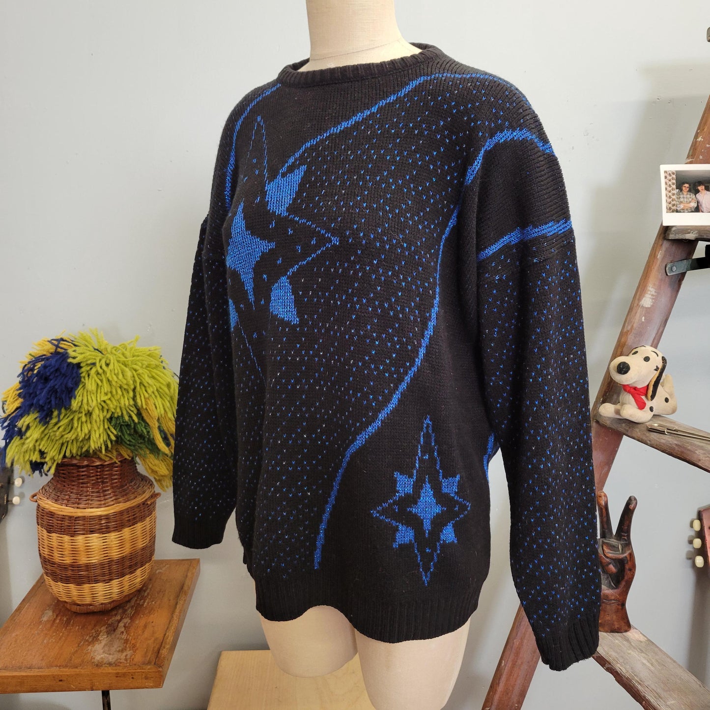 vtg 80s LUREX SWEATER // vintage ellen d kollection medium womens glitter sparkle holiday north star sweater christmas star metallic knit