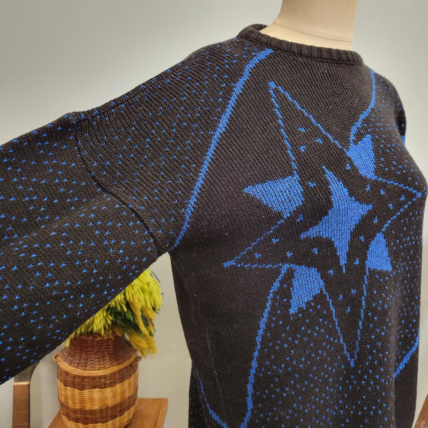 vtg 80s LUREX SWEATER // vintage ellen d kollection medium womens glitter sparkle holiday north star sweater christmas star metallic knit