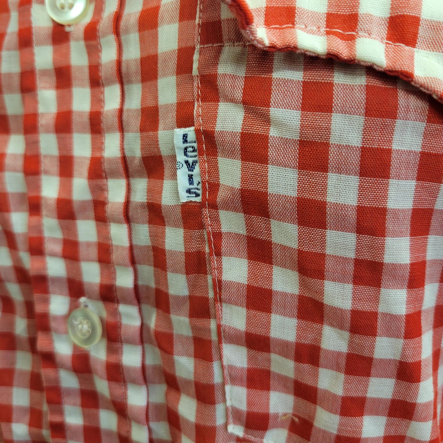 vtg 70s LEVIS GINHAM PLAID Shirt // vintage levi shirt small button down western hippie retro red plaid autumn fashion classic dress shirt