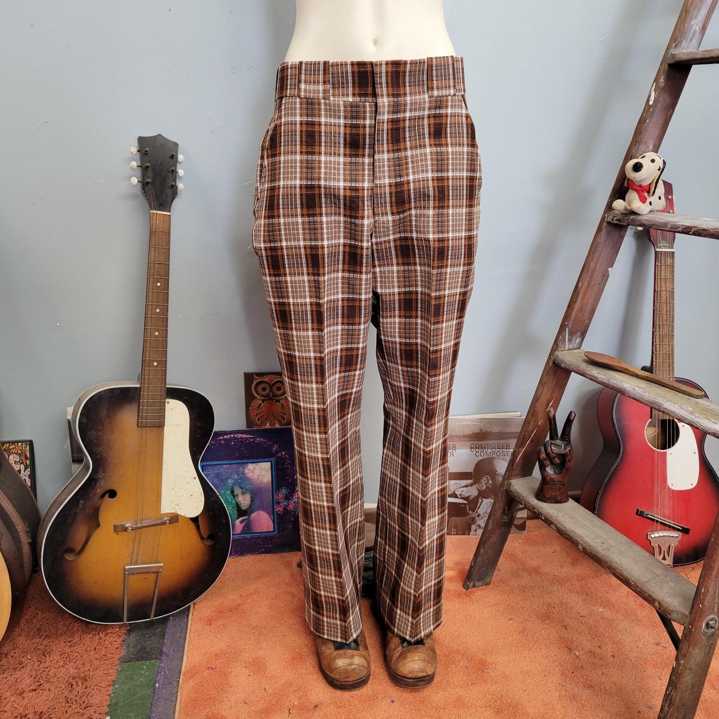 vtg 70s PLAID TROUSERS // vintage a jaymar mens slacks wide leg retro bell bottom flare pants golf style hippie autumn unisex winter fashion