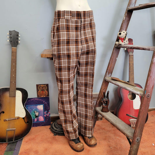 vtg 70s PLAID TROUSERS // vintage a jaymar mens slacks wide leg retro bell bottom flare pants golf style hippie autumn unisex winter fashion