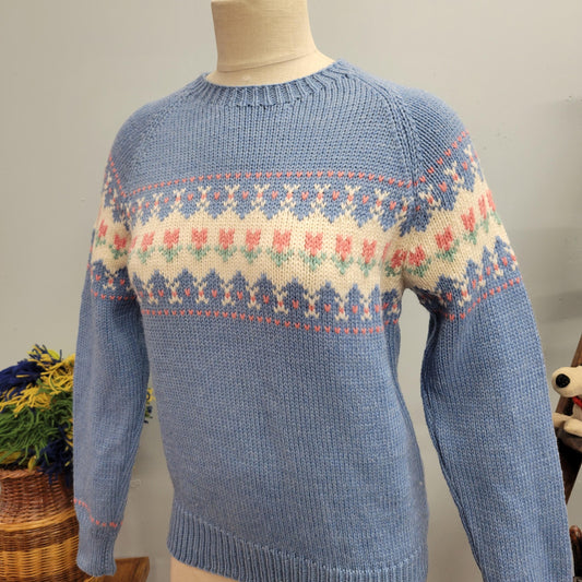 vtg 70s PASTEL BLUE SWEATER // vintage mary knits wool