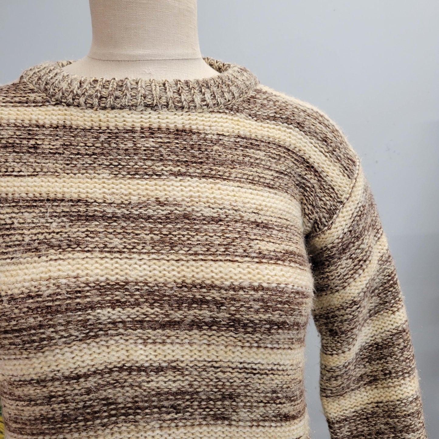 vtg 70s NEUTRAL KNIT SWEATER // vintage kickers large striped womens large space dye neutral earth tones heathered speckled autumn retro top