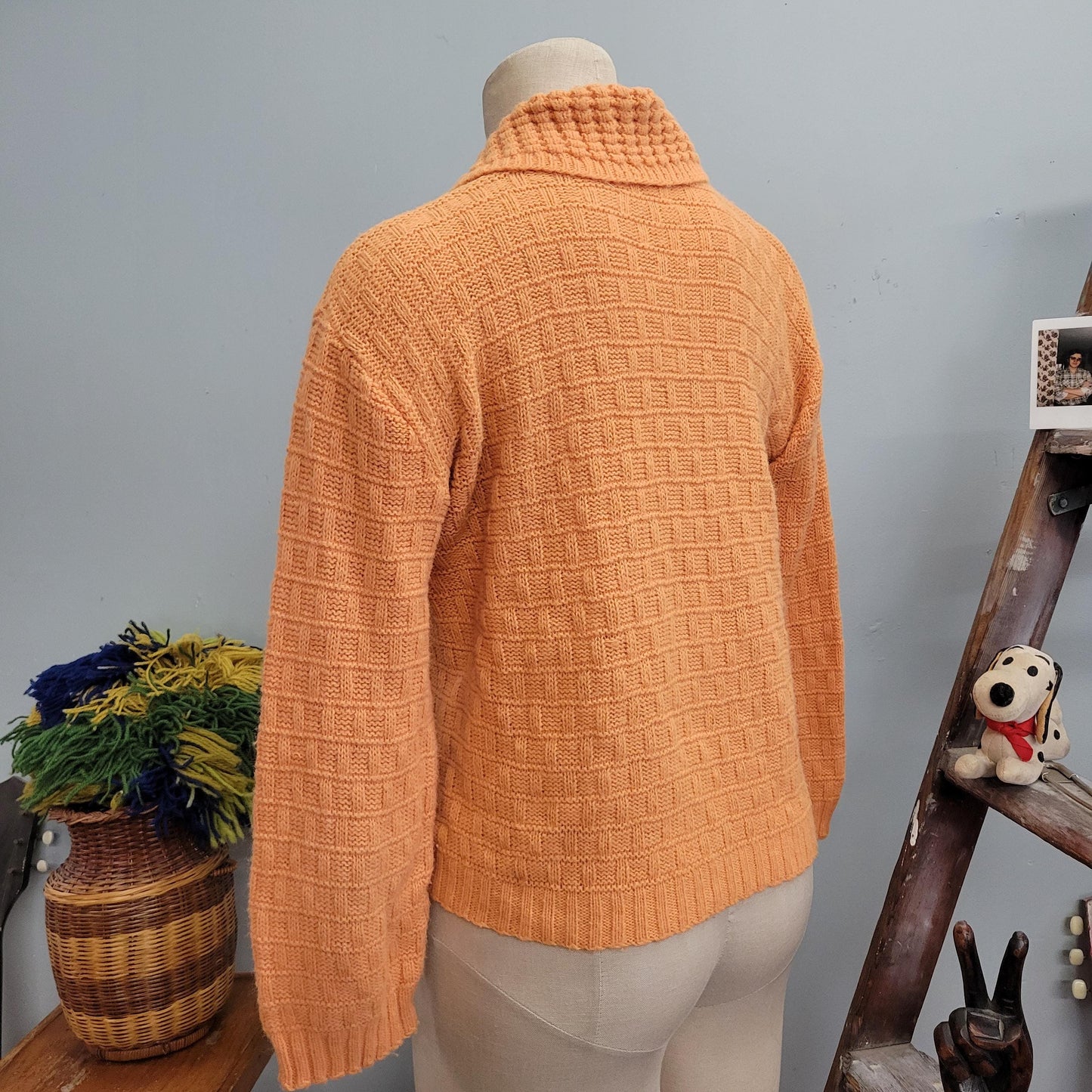 vtg 70s ORANGE KNIT CARDIGAN // vintage toni marcella styled in hollywood sweater medium womens button up preppy rockabilly retro mcm top