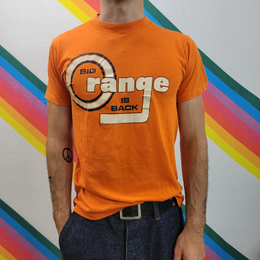 vtg 80s BIG ORANGE TSHIRT // vintage tennessee college sports football basketball retro team player camp fan uniform paper thin rally logo