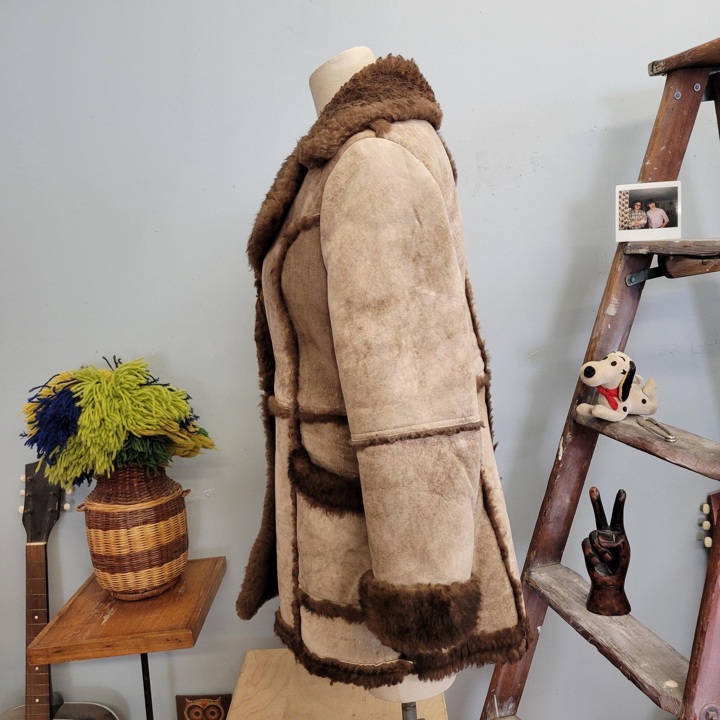 vtg 70s BROWN SHERPA COAT // vintage suede fur parka skalar 16 sheepskin shearling heavy warm ranch coat unique hippie western boho style