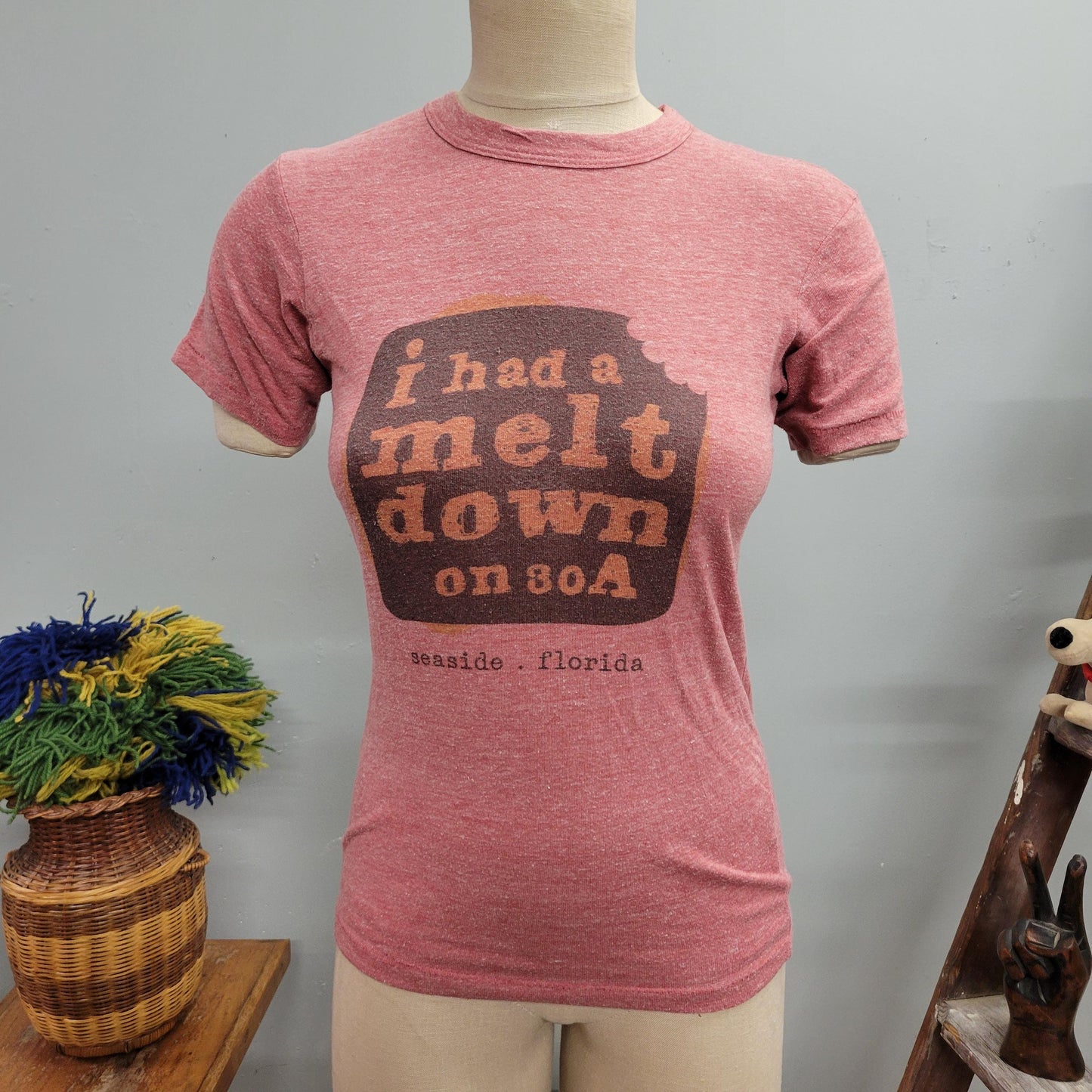 vtg 70s GRILLED CHEESE TSHIRT // vintage florida baby tee seaside golf course funny saying I had a meltdown funny souvenir tee retro soft