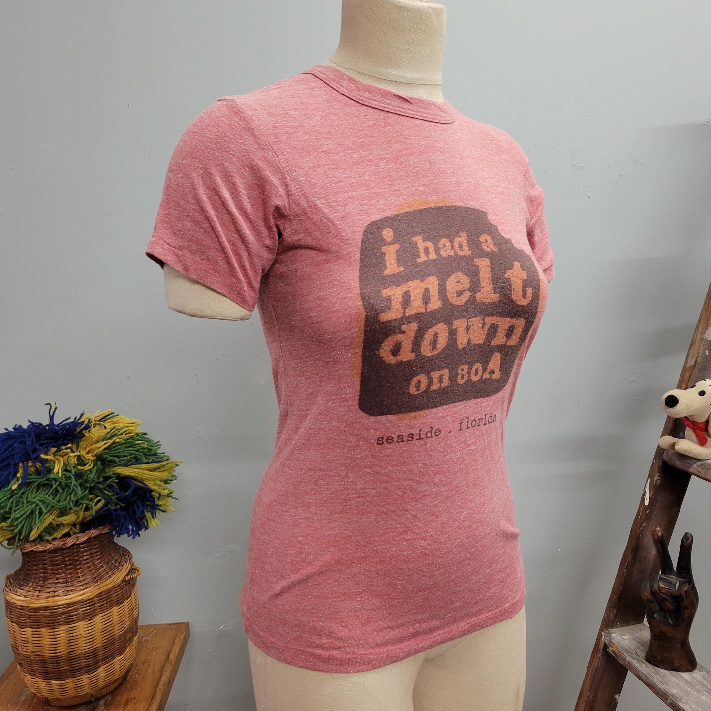 vtg 70s GRILLED CHEESE TSHIRT // vintage florida baby tee seaside golf course funny saying I had a meltdown funny souvenir tee retro soft