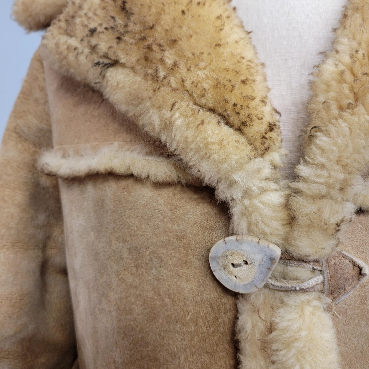 vtg 60s SUEDE SHEARLING COAT // vintage overland jacket mens 42 sheepskin thick ranch coat button jacket western style warm winter overcoat