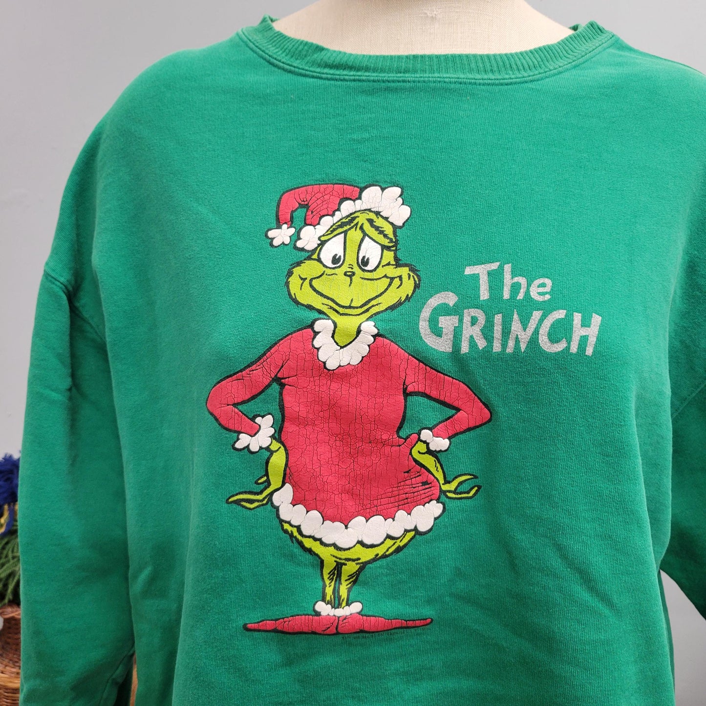 vtg 90s THE GRINCH SWEATSHIRT // vintage dr suess christmas large unisex classic grinch film santa suit xmas holiday party festive crewneck
