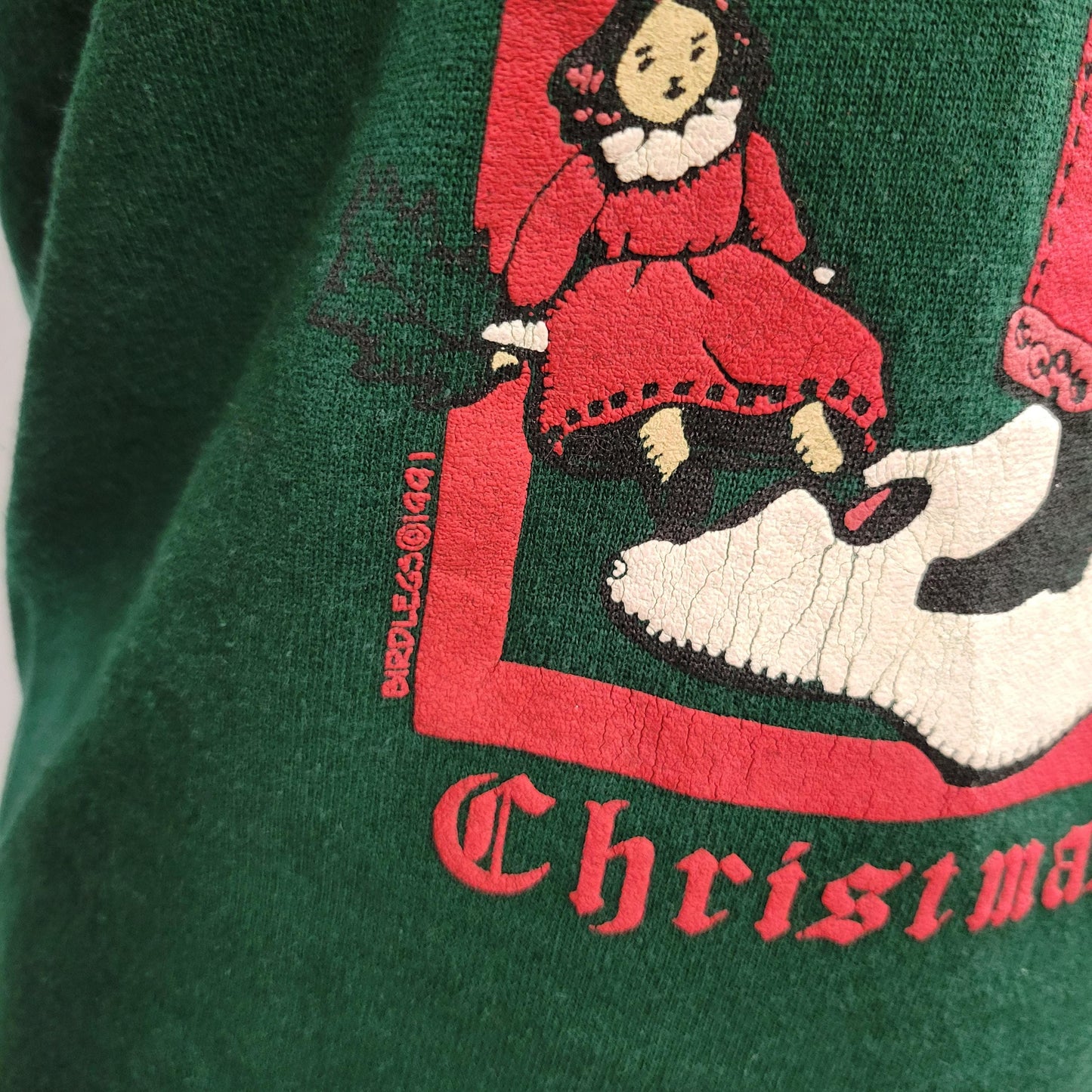 vtg 90s CHRISTMAS PAST SWEATSHIRT // vintage hanes small unisex holiday Santa Claus festive xmas sweater party folk art classic Santa shirt