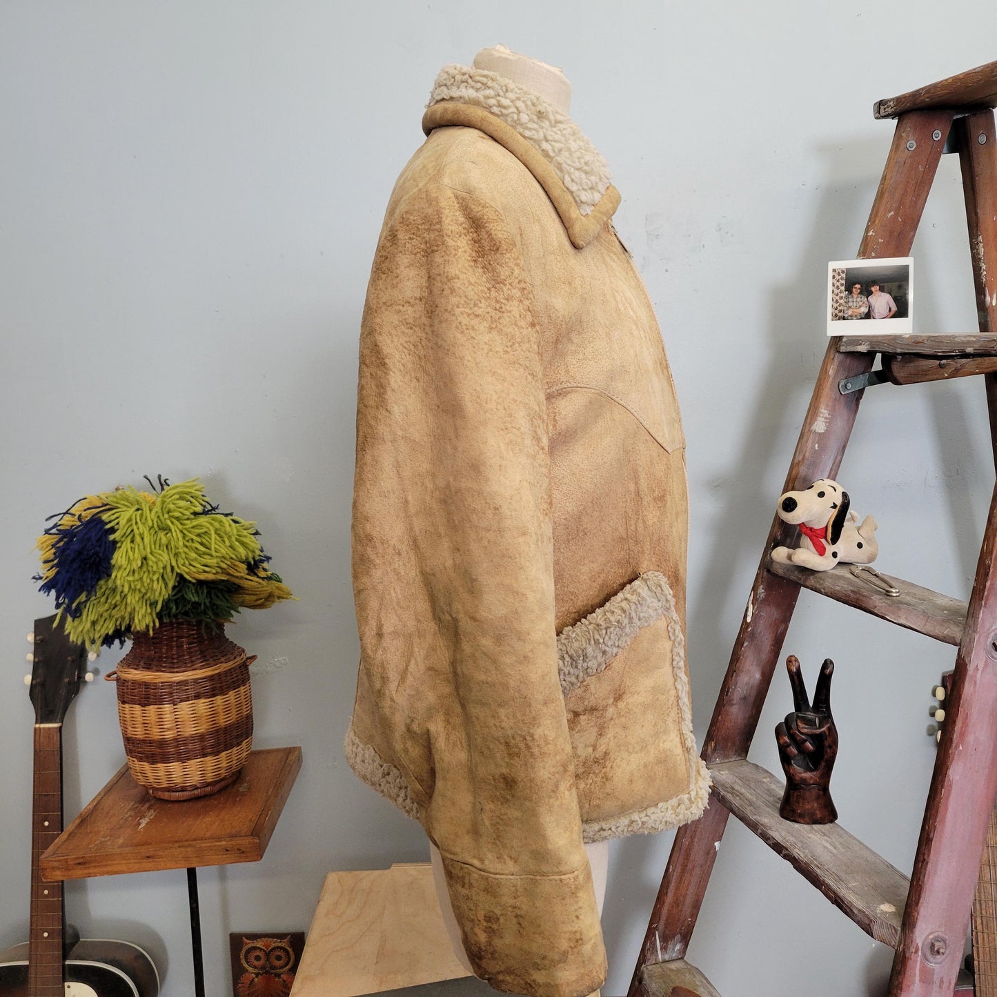 vtg 70s SUEDE SHERPA COAT // vintage wellington size 40 western leather ranch coat distressed rugged hippie cowboy winter sheriff jack coat